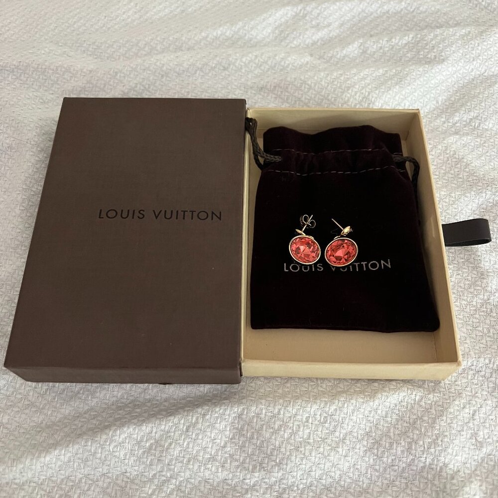 Louis Vuitton Pink/Coral Crystal Dangle Earrings